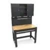 HBM Werkbank 115 cm mit großer Schublade, Schrankwand und Rückwand, schwarz – Bild 2