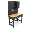 HBM Werkbank 115 cm mit großer Schublade, Schrankwand und Rückwand, schwarz – Bild 3