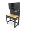 HBM Werkbank 115 cm mit großer Schublade, Schrankwand und Rückwand, schwarz – Bild 4
