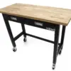 HBM Werkbank 122 cm mit 2 Schubladen, fahrbar, massive Holzarbeitsplatte, schwarz – Bild 3