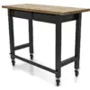 HBM Werkbank 122 cm mit 2 Schubladen, fahrbar, massive Holzarbeitsplatte, schwarz – Bild 4