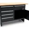 HBM Werkbank 120 cm mit 5 Schubladen und Tür, massive Holzarbeitsplatte, schwarz – Bild 5