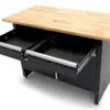 HBM Werkbank 120 cm mit 5 Schubladen und Tür, massive Holzarbeitsplatte, schwarz – Bild 6