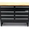 HBM Werkbank 120 cm mit 8 Schubladen, massive Holzarbeitsplatte, schwarz – Bild 2