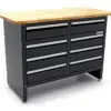 HBM Werkbank 120 cm mit 8 Schubladen, massive Holzarbeitsplatte, schwarz – Bild 3