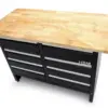 HBM Werkbank 120 cm mit 8 Schubladen, massive Holzarbeitsplatte, schwarz – Bild 4