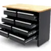 HBM Werkbank 120 cm mit 8 Schubladen, massive Holzarbeitsplatte, schwarz – Bild 5