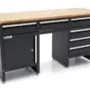 HBM Werkbank 171 cm mit 6 Schubladen und Tür, massive Holzarbeitsplatte, schwarz – Bild 2