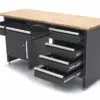 HBM Werkbank 171 cm mit 6 Schubladen und Tür, massive Holzarbeitsplatte, schwarz – Bild 4