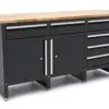 HBM Werkbank 171 cm mit 6 Schubladen und 2 Türen, massive Holzarbeitsplatte, schwarz – Bild 3