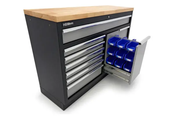 HBM professioneller Werkzeugschrank 136 cm mit 9 Schubladen, Werkbank für Werkstattausrüstung – Bild 10