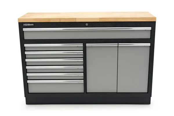 HBM professioneller Werkzeugschrank 136 cm mit 9 Schubladen, Werkbank für Werkstattausrüstung – Bild 2