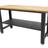 HBM höhenverstellbare Werkbank 160 cm, massive Holzarbeitsplatte, schwarz