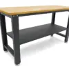 HBM höhenverstellbare Werkbank 160 cm, massive Holzarbeitsplatte, schwarz – Bild 2