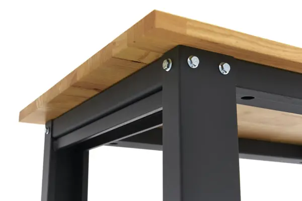 HBM höhenverstellbare Werkbank 160 cm, massive Holzarbeitsplatte, schwarz – Bild 5