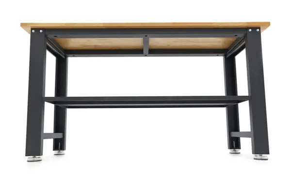 HBM höhenverstellbare Werkbank 160 cm, massive Holzarbeitsplatte, schwarz – Bild 6