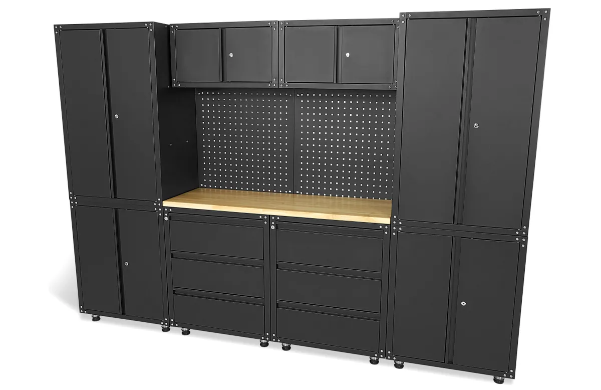 HBM Premium-Werkstattsystem, 11-teilig, mattschwarz