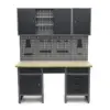 HBM Werkbank 160 cm mit 6 Schubladen, Schrankwand und Rückwand, schwarz, grau – Bild 3