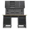 HBM Werkbank 160 cm mit 6 Schubladen, Schrankwand und Rückwand, schwarz, grau – Bild 4