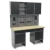 HBM Werkbank 160 cm mit 6 Schubladen, Schrankwand und Rückwand, schwarz, grau – Bild 5