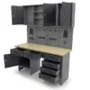 HBM Werkbank 160 cm mit 6 Schubladen, Schrankwand und Rückwand, schwarz, grau – Bild 6