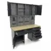 HBM Werkbank 160 cm mit 6 Schubladen, Schrankwand und Rückwand, schwarz, grau – Bild 7