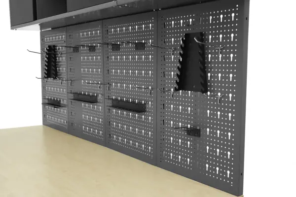 HBM Werkbank 160 cm mit 6 Schubladen, Schrankwand und Rückwand, schwarz, grau – Bild 8