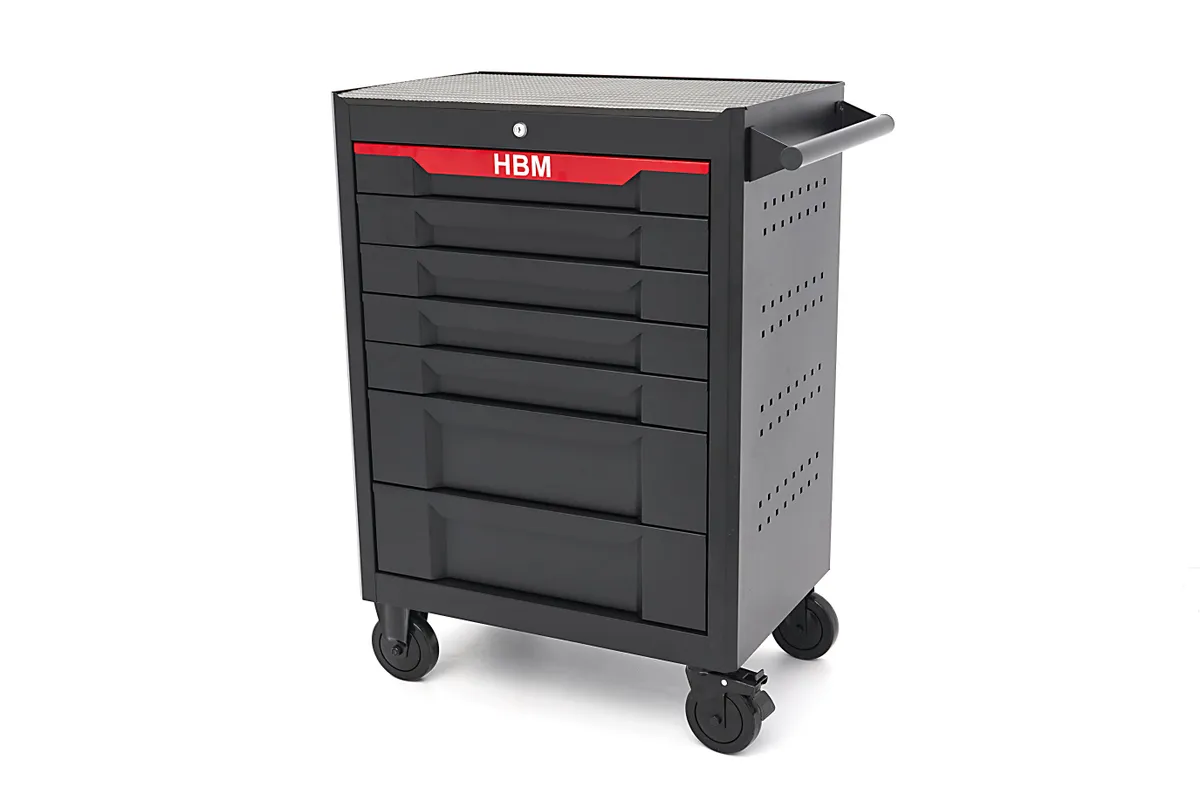 HBM Werkzeugwagen mit 7 Schubladen, 68 cm, schwarz
