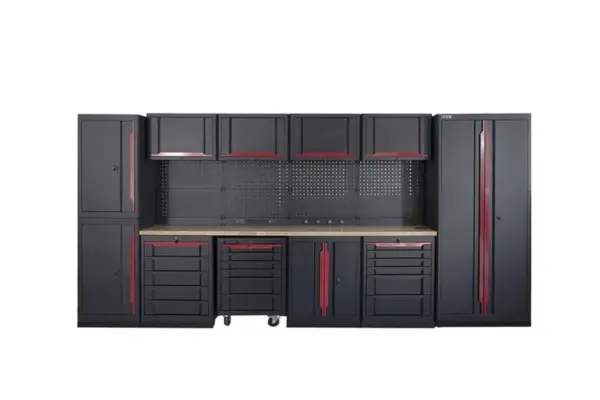 HBM professionelles, modulares Werkstattsystem der Extraklasse, 17-teilig, schwarz-rot HBM professionelles, modulares Werkstattsystem der Extraklasse, 17-teilig, schwarz-rot