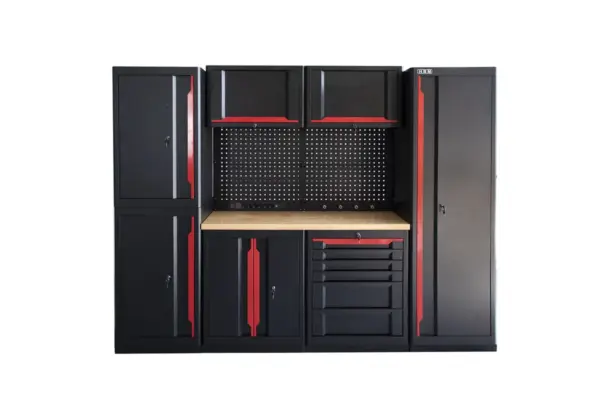 HBM professionelles, modulares Werkstattsystem der Extraklasse, 10-teilig, schwarz-rot