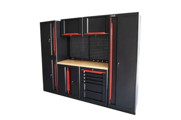 HBM professionelles, modulares Werkstattsystem der Extraklasse, 10-teilig, schwarz-rot – Bild 2
