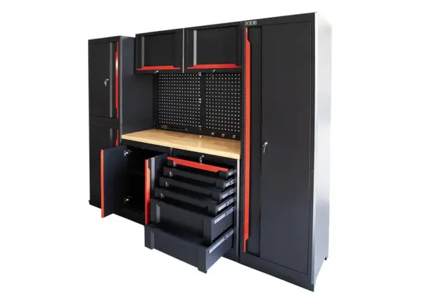 HBM professionelles, modulares Werkstattsystem der Extraklasse, 10-teilig, schwarz-rot – Bild 3