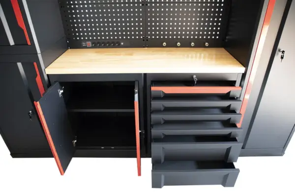 HBM professionelles, modulares Werkstattsystem der Extraklasse, 10-teilig, schwarz-rot – Bild 4