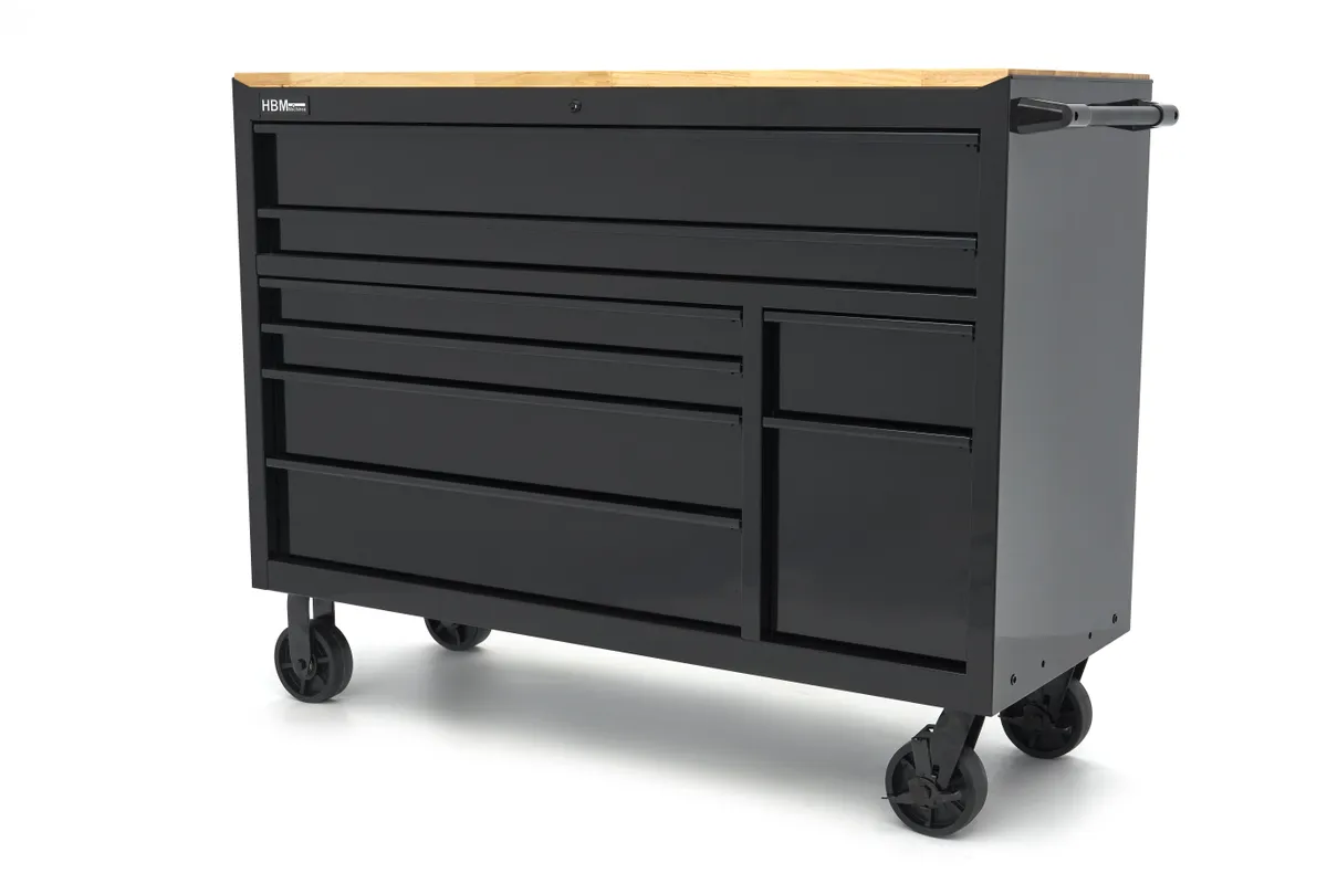 HBM Werkzeugwagen, 8 Schubladen, 142 cm, schwarz