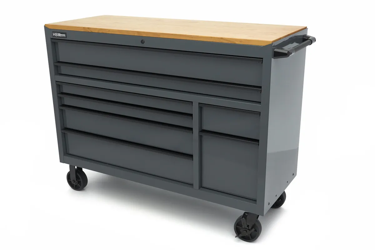 HBM Werkzeugwagen mit 8 Schubladen, 142 cm, grau