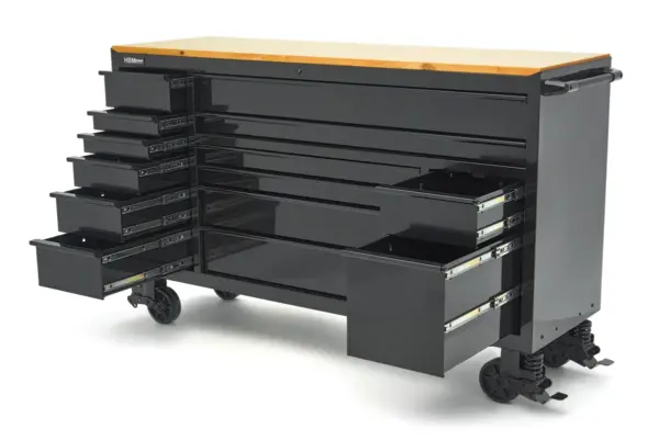 HBM Werkzeugwagen, 14 Schubladen, 182 cm, schwarz – Bild 6