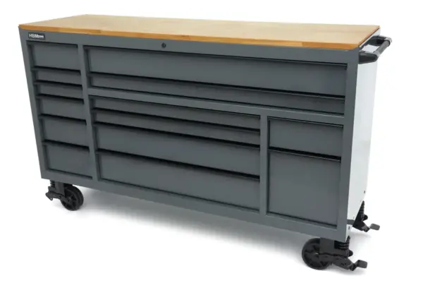 HBM Werkzeugwagen, 14 Schubladen, 182 cm, grau