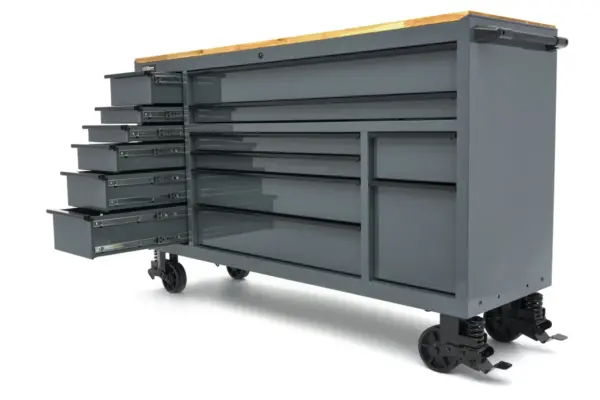 HBM Werkzeugwagen, 14 Schubladen, 182 cm, grau – Bild 7