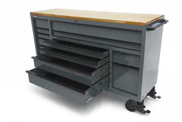 HBM Werkzeugwagen, 14 Schubladen, 182 cm, grau – Bild 8