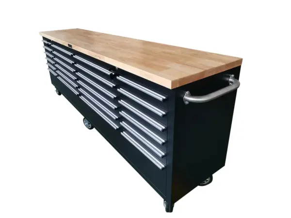 HBM Werkzeugwagen mit Holzarbeitsplatte, 258 cm, schwarz – Bild 3