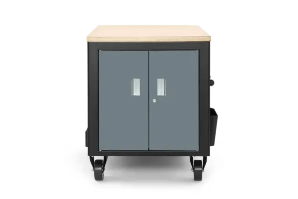 HBM Werkzeugwagen, mobile Werkbank 114 cm mit Holzarbeitsplatte, Schwarz/Grau – Bild 3