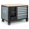 HBM Werkzeugwagen, mobile Werkbank 114 cm mit Holzarbeitsplatte, Schwarz/Grau – Bild 4