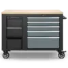 HBM Werkzeugwagen, mobile Werkbank 114 cm mit Holzarbeitsplatte, Schwarz/Grau – Bild 5