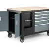 HBM Werkzeugwagen, mobile Werkbank 114 cm mit Holzarbeitsplatte, Schwarz/Grau – Bild 6