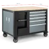 HBM Werkzeugwagen, mobile Werkbank 114 cm mit Holzarbeitsplatte, Schwarz/Grau – Bild 8