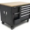 HBM Werkzeugwagen, mobile Werkbank 114 cm mit Holzarbeitsplatte, schwarz – Bild 4