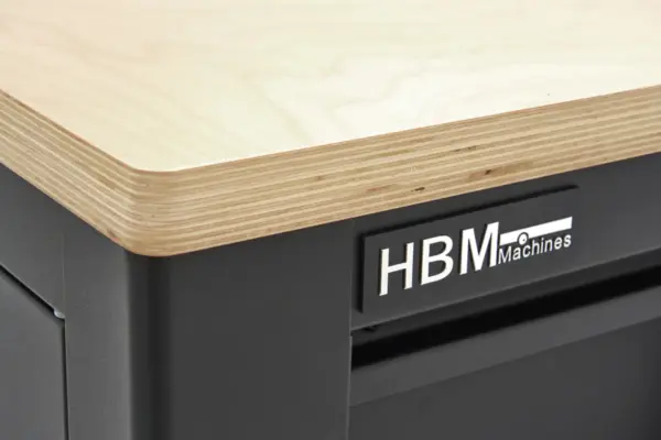 HBM Werkzeugwagen, mobile Werkbank 114 cm mit Holzarbeitsplatte, schwarz – Bild 8