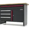 HBM Werkbank 120 cm mit 4 Schubladen, 1 Tür und Holzplatte - Schwarz – Bild 3