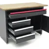 HBM Werkbank 120 cm mit 4 Schubladen, 1 Tür und Holzplatte - Schwarz – Bild 5