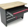 HBM Werkbank 120 cm mit 4 Schubladen, 1 Tür und Holzplatte – Schwarz – Bild 7